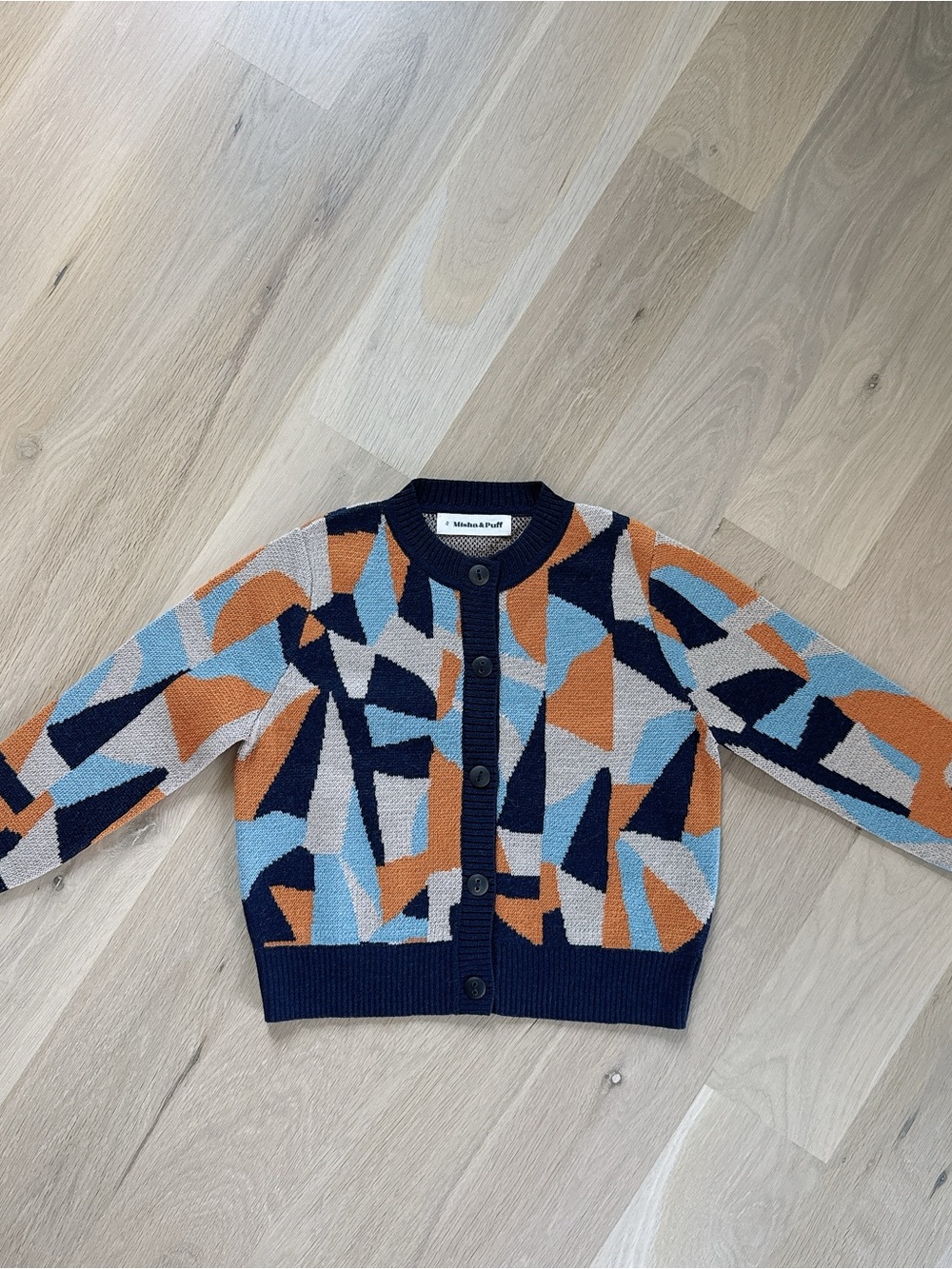 NWOT Rare Misha & Puff Wool Geometric Landscape Cardigan – Size 4Y
